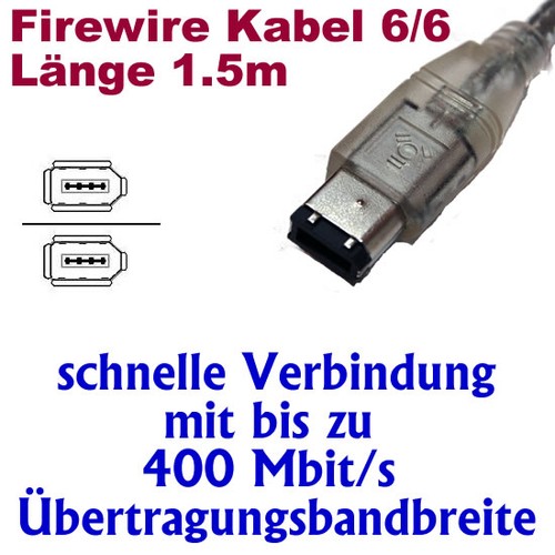Firewire kabel pol - pol, 1.5m